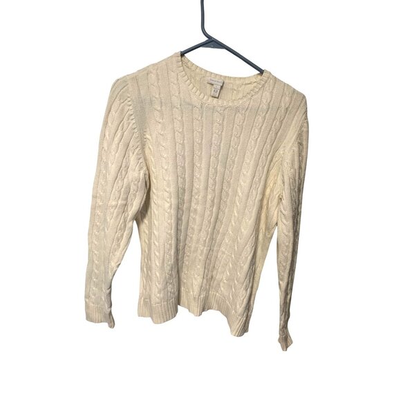 Charters Club Sweaters - Vintage Y2K Charter Club Womens Size Large White Crew Neck Pullover Cable Knit S
